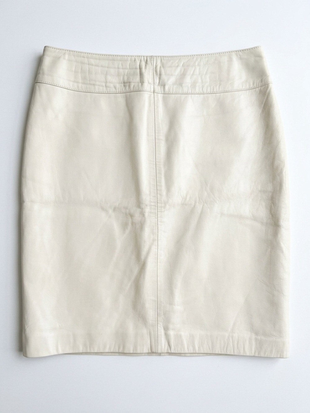 I.O.U LEATHERS VINTAGE white MINI LEATHER SKIRT VINTAGE FESTIVE